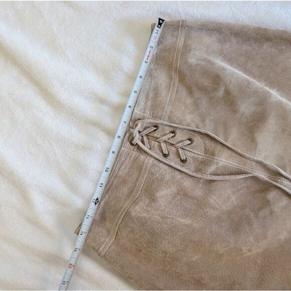 Doncaster Tan Suede Leather Tie Waist Straight Pencil Short Skirt, size 6 - Picture 9 of 9